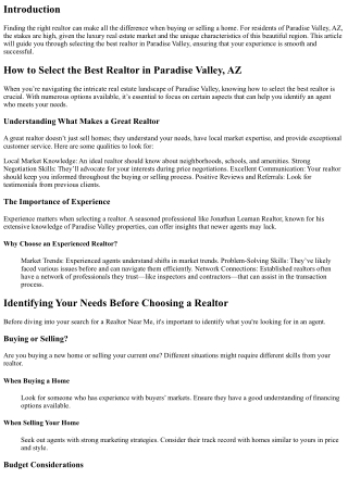 How to Select the Best Realtor in Paradise Valley, AZ