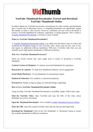 youtube thumbnail downloader extract and download