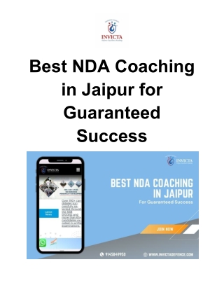 Best NDA Coaching in Jaipur for Guaranteed Success