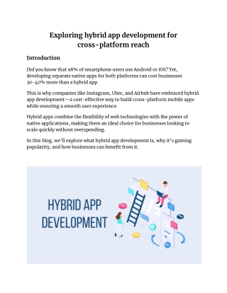 Exploring hybrid app development for cross-platform reach