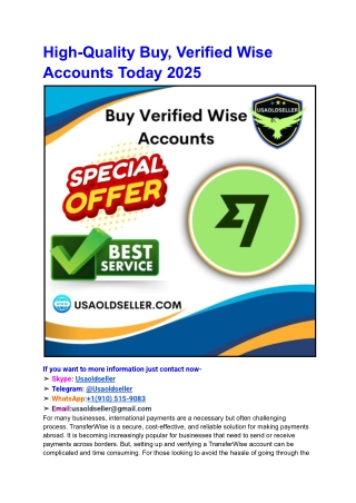High-Quality Buy, Verified Wise Accounts Today 2025