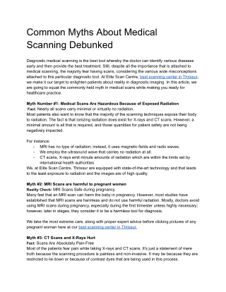 Common Myths About Medical Scanning Debunked
