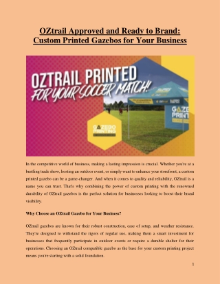 OZtrail Approved and Ready to Brand: Custom Printed Gazebos for Your Business