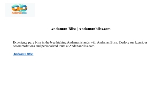 Andaman Bliss | Andamanbliss.com