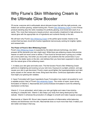 Why Ftune’s Skin Whitening Cream is the Ultimate Glow Booster