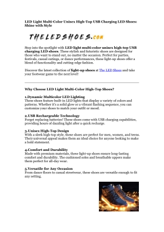 Led shoes for men