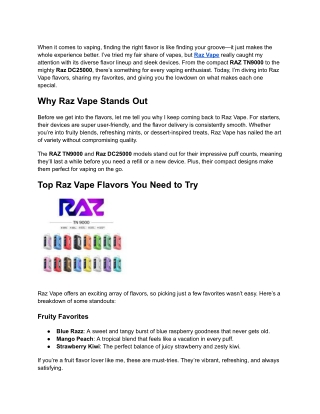 Raz vape flavors