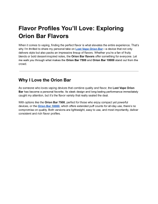 flavor profiles you ll love exploring orion