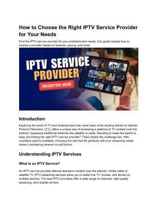 how to choose the right iptv service provider