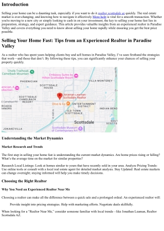 Selling Your Home Fast: Tips from an Experienced Realtor in Paradise Valley