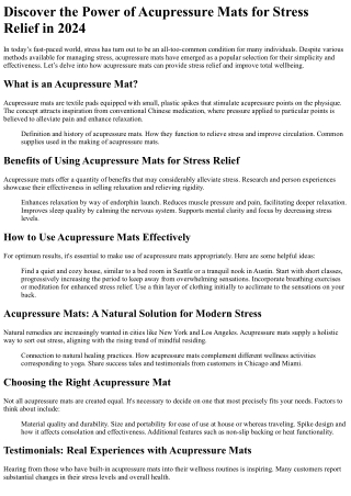 discover the power of acupressure mats for stress