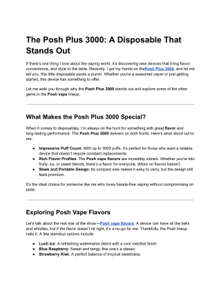 the posh plus 3000 a disposable that stands out