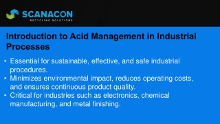 Introduction to Acid Management in Industrial Processes