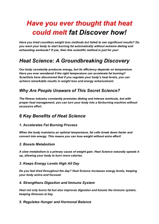 Have you ever thought that heat could melt fat Discover how!