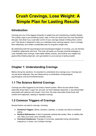 Crush Cravings, Lose Weight A Simple Plan for Lasting Results