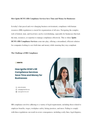 How Ignite HCM’s HR Compliance Services Save Time and Money for Businesses