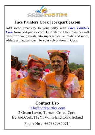 Face Painters Cork  corkparties.com