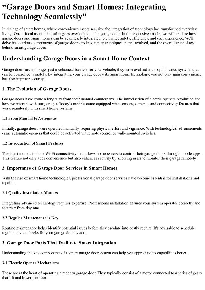 garage doors and smart homes integrating