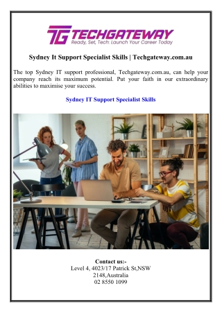 sydney it support specialist skills techgateway
