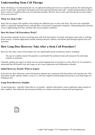 How Long Does Recovery Take After a Stem Cell Procedure?