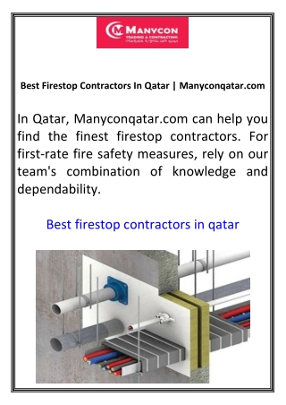 Best Firestop Contractors In Qatar  Manyconqatar.com