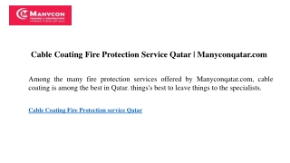 Cable Coating Fire Protection Service Qatar  Manyconqatar.com