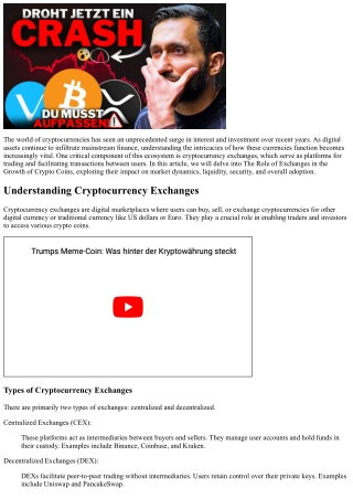 The Role of Exchanges in the Growth of Crypto Coins