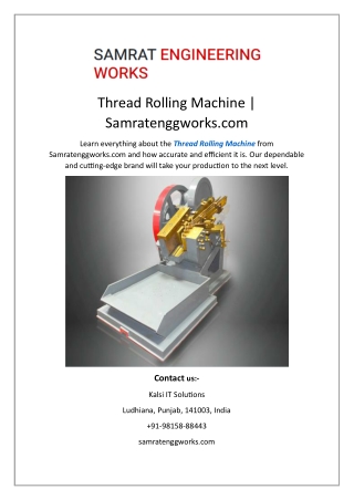 Thread Rolling Machine | Samratenggworks.com