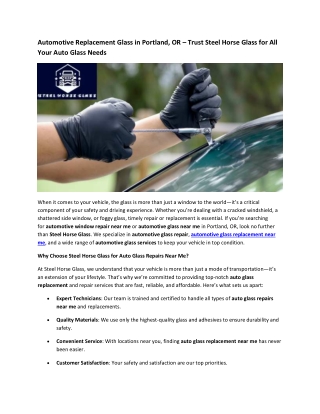 Automotive Replacement Glass in Portland, OR – Trust Steel Horse Glass