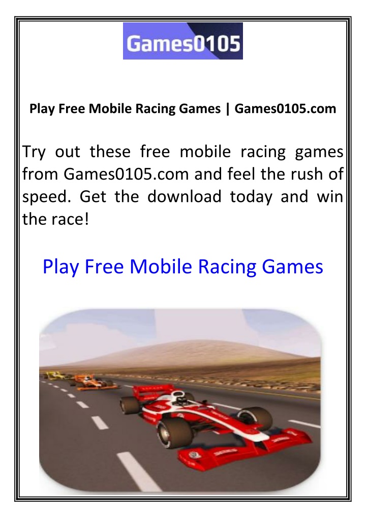 play free mobile racing games games0105 com