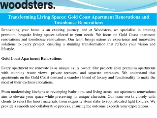 Transforming Living Spaces Gold Coast Apartment Renovations and Townhouse Renovations
