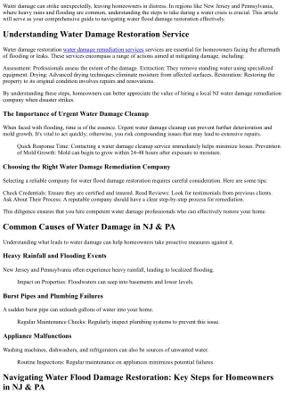 Navigating Water Flood Damage Restoration: Key Steps for Homeowners in NJ & PA