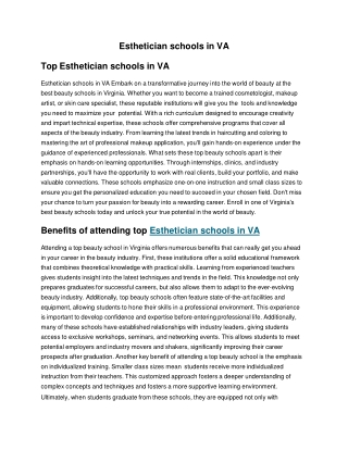 esthetician schools in va top esthetician schools