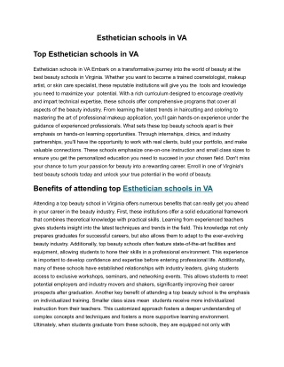 esthetician schools in va