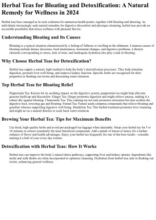herbal teas for bloating and detoxification