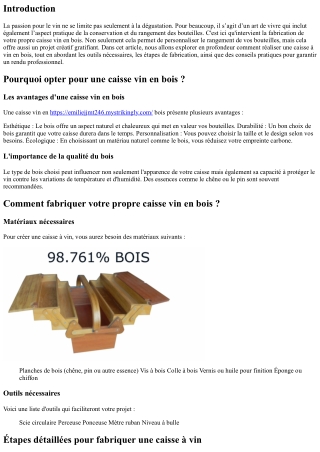 Comment fabriquer votre propre caisse vin en bois ?