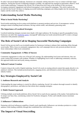 The Role of Social Cali in Shaping Successful Marketing Campaigns