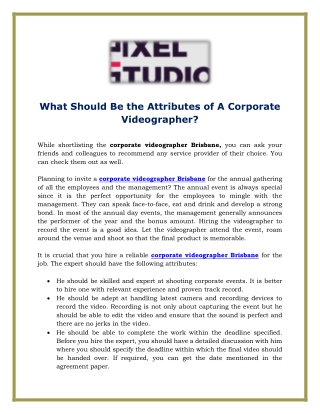 What Should Be the Attributes of A Corporate Videographer