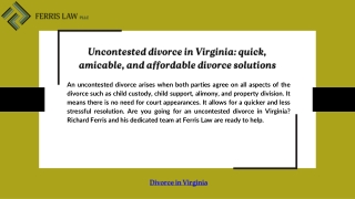 Uncontested divorce in Virginia: quick, amicable, and affordable divorce solutio