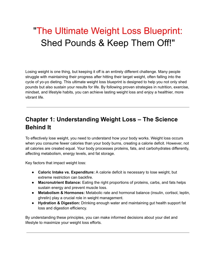 the ultimate weight loss blueprint shed pounds