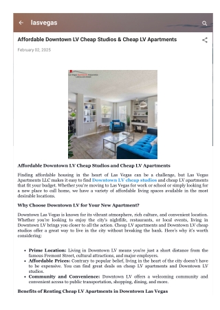 Affordable Downtown LV Cheap Studios & Cheap LV Apartments