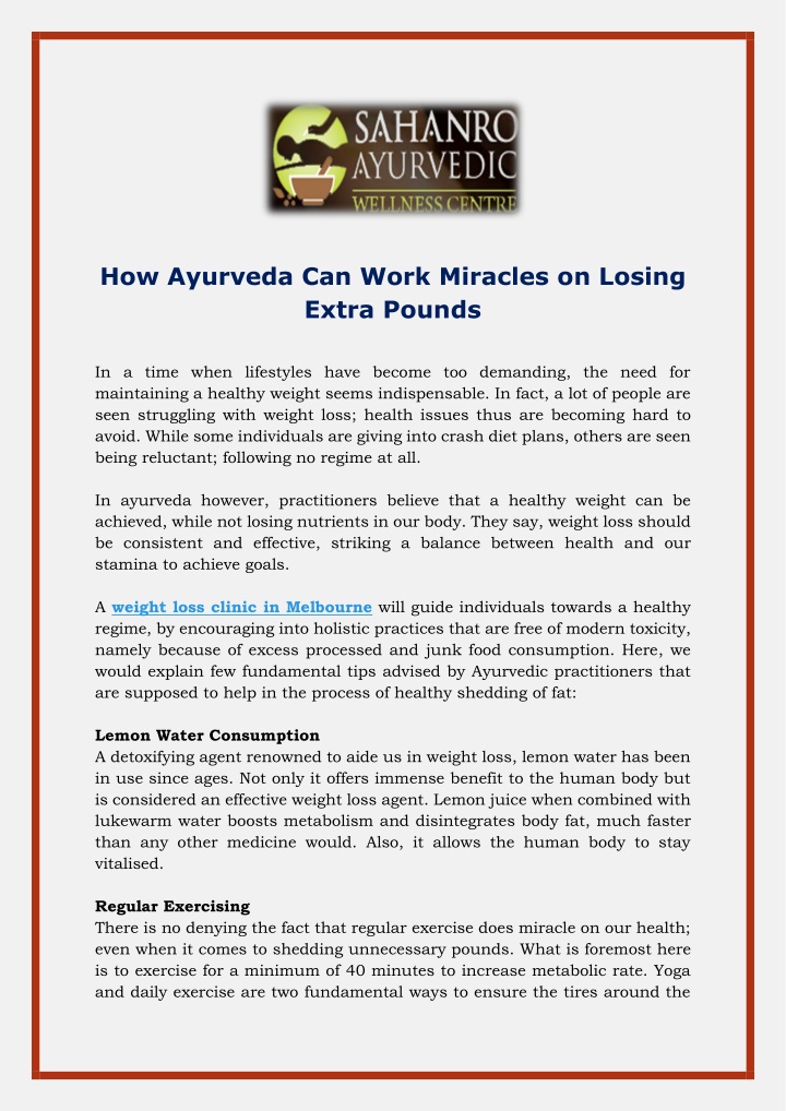 how ayurveda can work miracles on losing extra