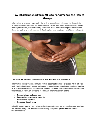 How Inflammation Affects Athletic Performance and How to Manage It