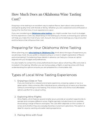 How Much Does an Oklahoma Wine Tasting Cost_