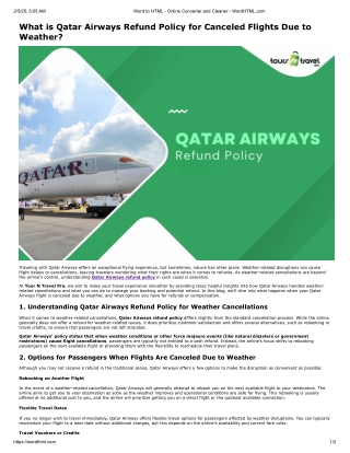 What is Qatar airways refund policy for canceled flights due to weather?