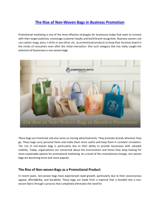 The Rise of Non-woven Bags in Business Promotion