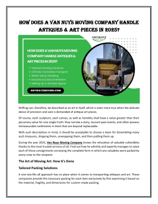 How Does a Van Nuys Moving Company Handle Antiques & Art Pieces in 2025?
