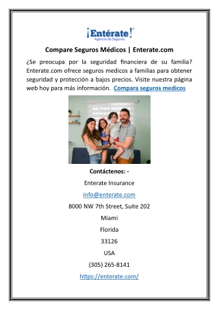 Compare Seguros Médicos | Enterate.com