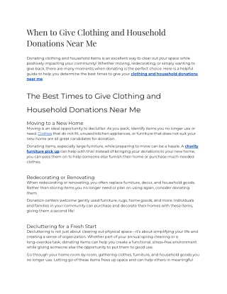 When to Give Clothing and Household Donations Near Me