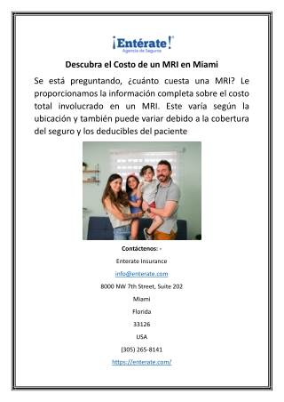 Descubra el Costo de un MRI en Miami